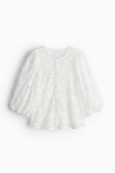H&M Balloon-sleeved lace blouse
