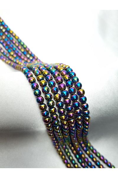 Yüksel Boncuk 6 mm Hematite Marbled - Σειρά φυσικών πολύτιμων λίθων