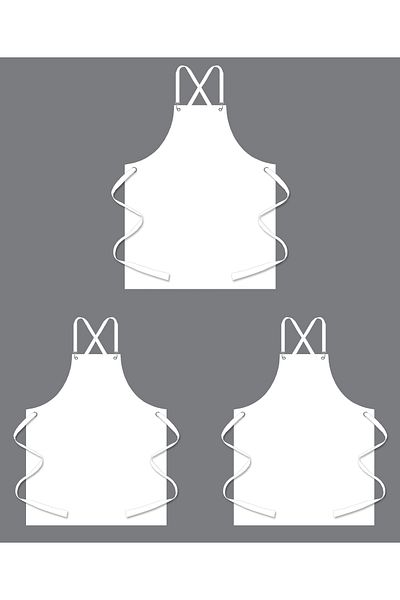 KURUMSAL AMBALAJ 3 Pieces White Kitchen Apron-cook Apron-chef Apron