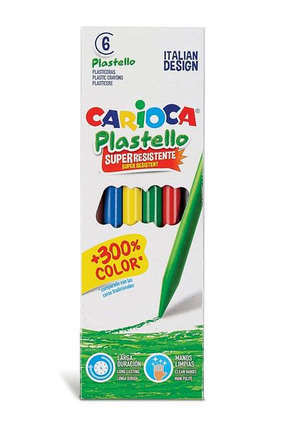 CARIOCA Washable Pastel Crayons that Don't Contaminate Triangle Hands, Pack of 6