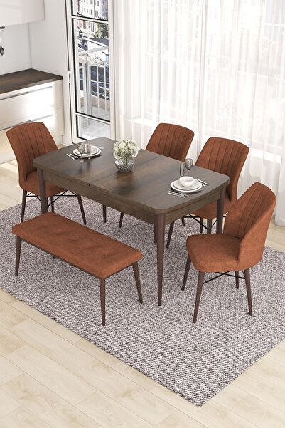 Canisa Concept Eva Serisi 80x132 Açılabilir MDF Mutfak Masası Takımı Barok De...