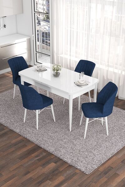 Canisa Concept Eva Serisi 80x132 Açılabilir Mdf Mutfak Masası Takımı Beyaz Ma...