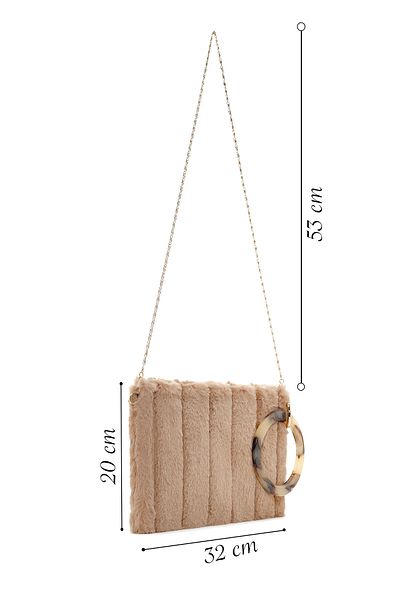 Derimod Beige Plush Portfolio - Chain Strap, Women's, 24wbd2208ph