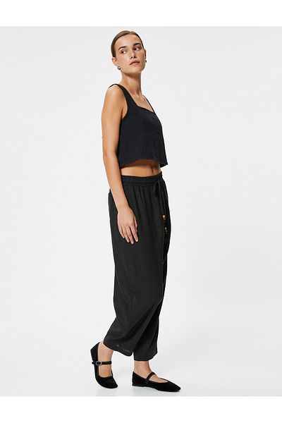 Koton Linen Trousers with Pockets and Ties - Lined