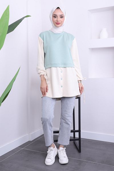 İmajButik Mint Sleeve Laced Tunic