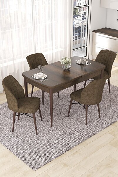 Canisa Concept Nef Serisi 70x114, Açılabilir Mdf Mutfak Masa Takımı, Barok Ah...