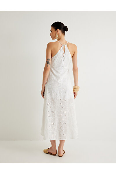 Koton Melis Ağazat - Φόρεμα με μακρύ γιακά και φόδρα από βαμβακερό χτένι