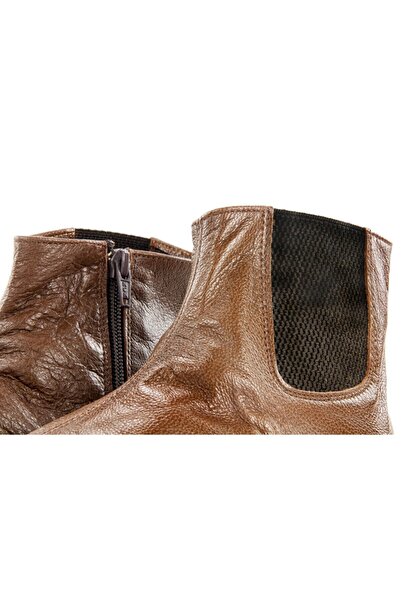 Akdam Mest Socks Goat Skin Elastic Zippered Ablution Socks Brown