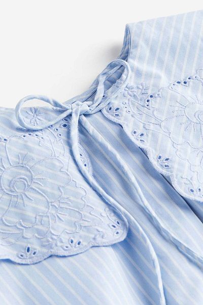 H&M Broderie anglaise-detail poplin blouse