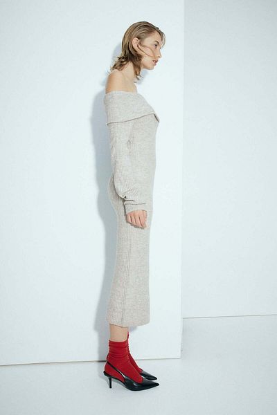 H&M Rib-knit off-the-shoulder dress