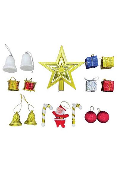 kidspartim 16 Piece New Year's Mixed Ornament Set with Overhead