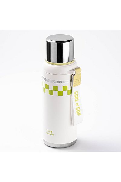 Tantitoni Okadi Color Rim White Stainless Steel Thermos 650ml