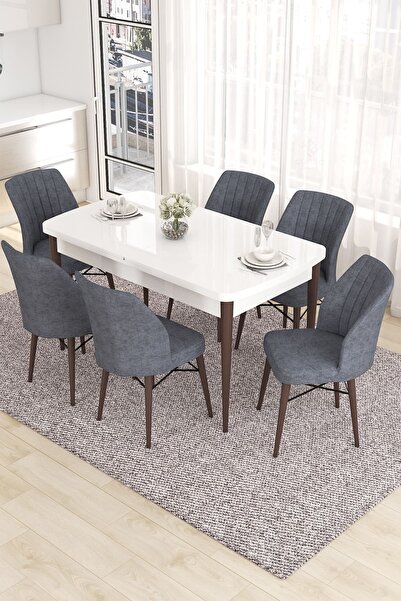 Canisa Concept Eva Serisi Mdf ,Ahşap Ayaklı Açılabilir Mutfak Masa Takımı