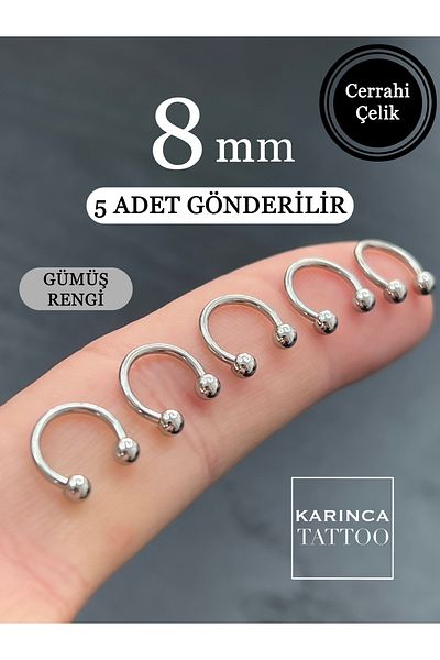 Karınca Piercing 5 Pieces 8 mm Smiley Septum Nose Eyebrow Lip Helix Cartilage Tragus Piercing