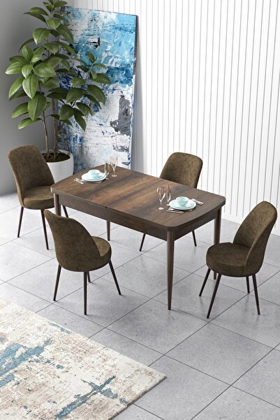 Canisa Concept Zen Serisi 80x132 Mdf Açılabilir Barok Ahşap Desen Masa Takımı...