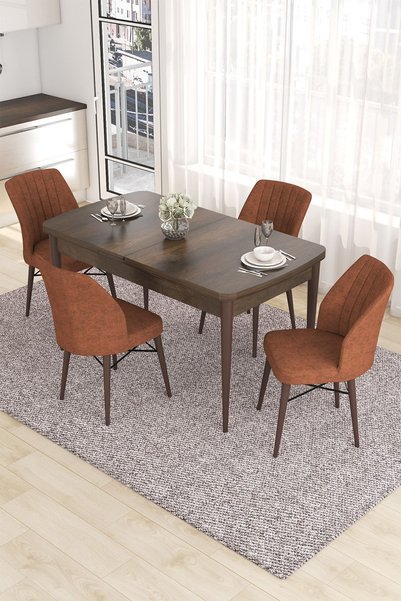 Canisa Concept Eva Serisi 80x132 Açılabilir MDF Mutfak Masası Takımı Barok De...