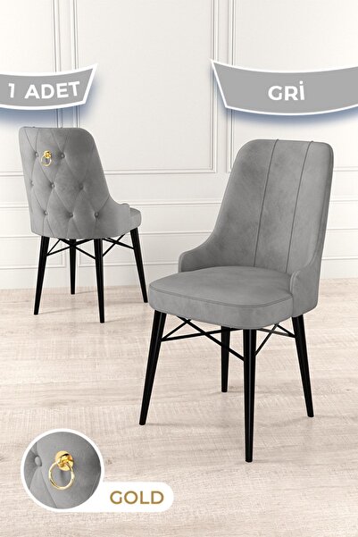 Canisa Concept Pare Serisi , 1.sınıf Babyface Kumaş, Gri Sandalye , Siyah Gürgen Ayak , Gold Halkalı