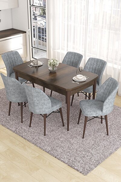 Canisa Concept Eva Serisi, 80x132 Açılabilir Mdf Mutfak Masa Takımı, Barok Ah...