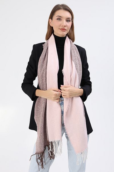 REMSA Pink Fish Back Patterned Shoulder Shawl - 60X190 cm 3803 Scarfs