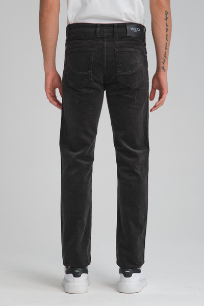 muzzo jeans Regular Fit Koyu Gri Kadife Pantolon