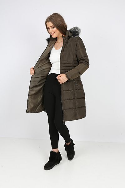 HASMOD Copy - Khaki Color Detachable Hooded Inflatable Women's Coat