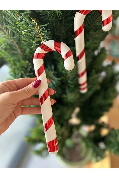 Partifabrik Christmas Tree - Large Size Plastic Walking Stick, Candy Ornament 22 cm 2 Pieces