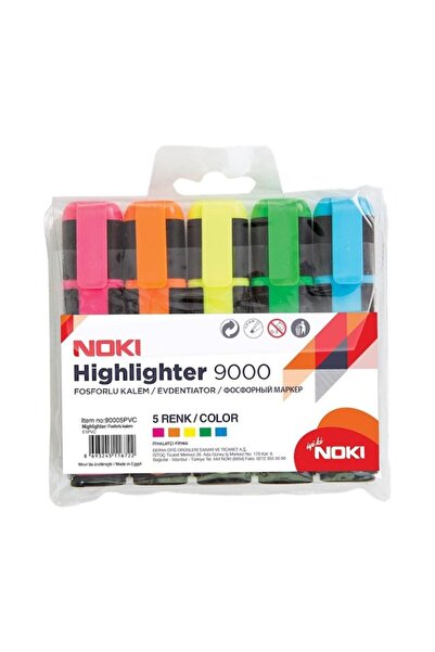 Noki مجموعة أقلام تحديد فسفورية من نوكى، 5 قطع