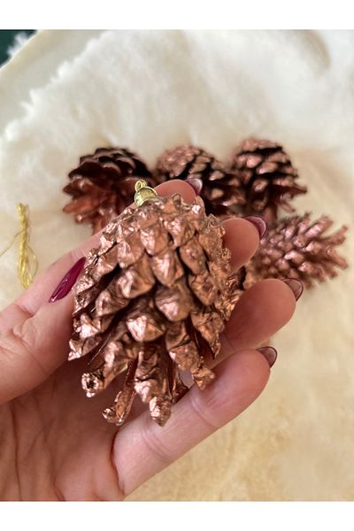 Partifabrik Christmas Cone - Metallic Rose Gold Tree Ornament 6 Pieces