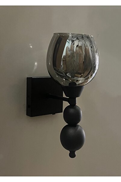 gaziantepavize Tokyo Şarjlı Pilli Aplik Füme Camlı Metal Siyah - 2 Adet Aplik...