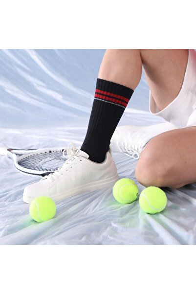 FOURSOLOS Erkek 6’lı Kolej Tenis Çorabı – Çizgili, Havlu Tabanlı, Spor & Günlük Kullanım
