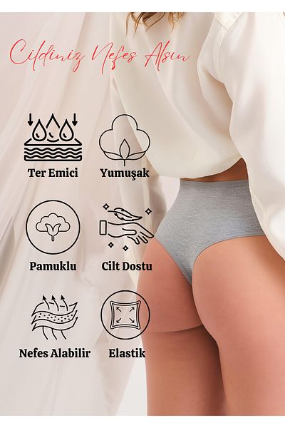 ODISE Lycra Cotton High Waist Thong 5 Pack
