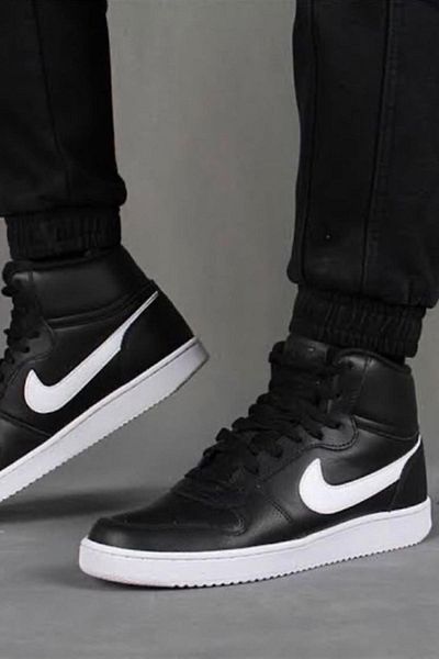 Nike Ανδρικά αθλητικά παπούτσια Ebernon Mid Triple Leather Γνήσιο δέρμα ψηλά αθλητικά παπούτσια μαύρα
