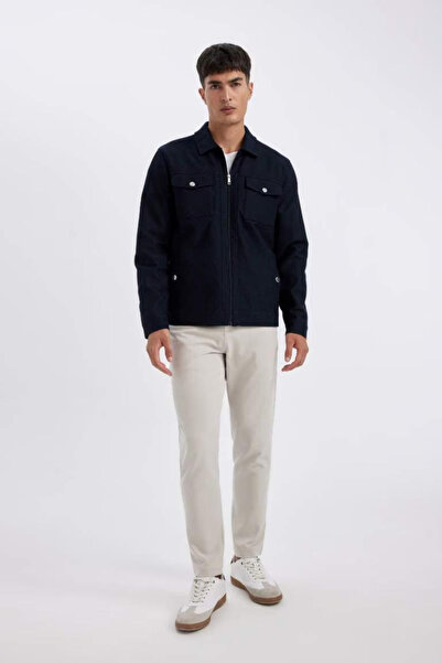 DeFacto DFC - Slim Fit Polo Yaka Astarlı Ceket Mont