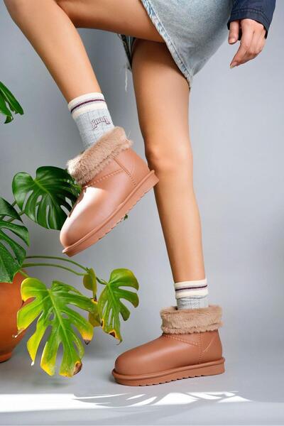 Beyond Γυναικείες μπότες βροχής ματ Faylon με τακούνι Eva 2 cm με λεπτομέρεια από γούνα