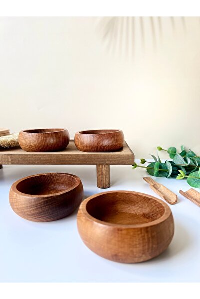 Mottogo 4'lü Ahşap Çerezlik / Sunumluk / Kahvaltılık Kase