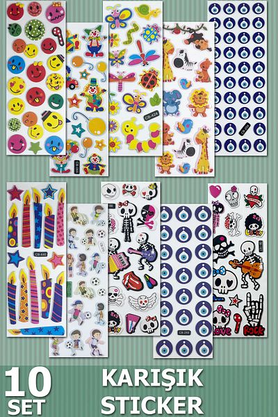 SİHİRLİ AYAKLAR 10 Set 150+ Sticker Sticker 3D Mixed Pattern Pasting Colorful Book Notebook Sticker