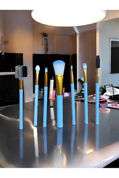 intoku مجموعة فرش مكياج زرقاء مكونة من 7 قطع