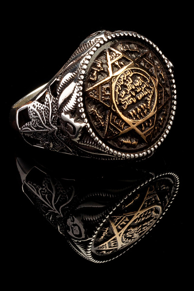 OTTOTESBİH Hz. Süleyman Mührü Erkek Yüzük Mührü Süleyman Gümüş Yüzük