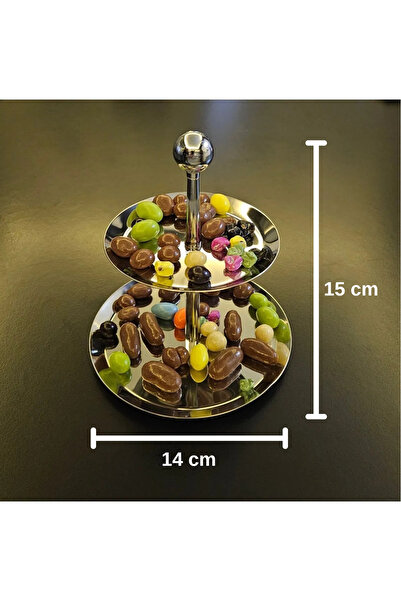 ÖzSa Home Premium 18/10 Stainless Steel Small Storey Presentation Holder 15 cm Standing Presentation Holder