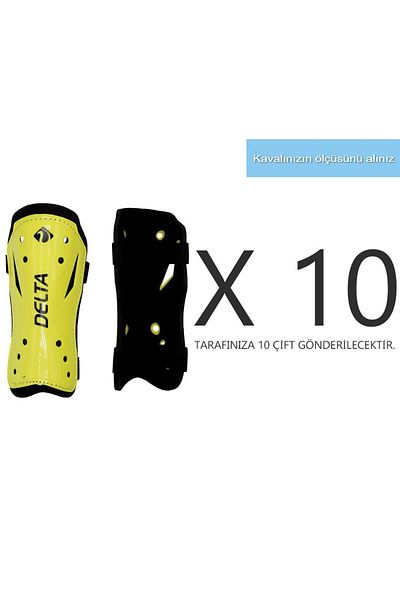 Delta Yellow 10 Pairs - Football Kick Pad and Paddle Protector (Double Velcro)