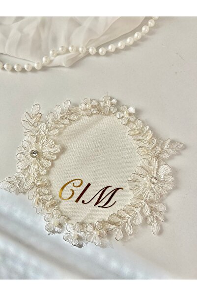 ALYANSHOME Fransız Dantelli İnci ve Taş İşlemeli Kişiye İsme Özel Damat Nişan...