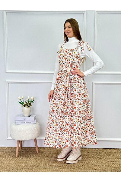 Moda Lippa Πορτοκαλί Gilet με λουλουδάτο σχέδιο στον ώμο