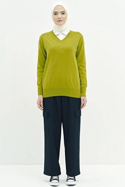 Tuğba Beli Lastikli Cepli Pantolon - Lacivert