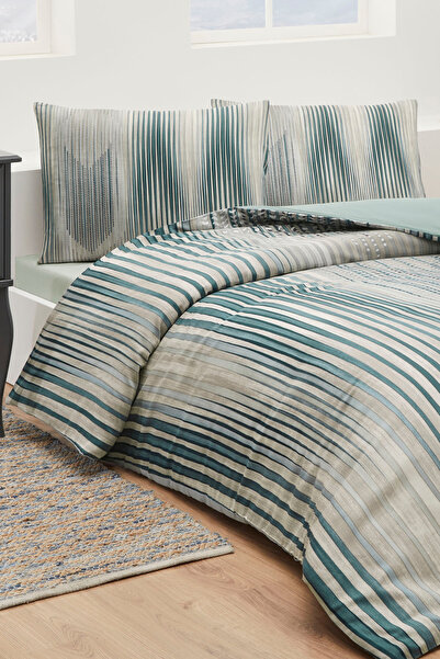 Özdilek طقم غطاء لحاف من الساتان الناعم المزدوج من Özdilek Modern Ikat