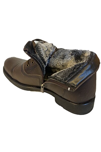 Budaks Ανδρικές μπότες Γνήσιο δέρμα Καφέ Γούνα με κορδόνια Αντιολισθητική Σόλα με φερμουάρ Ανθεκτική στο κρύο 2235