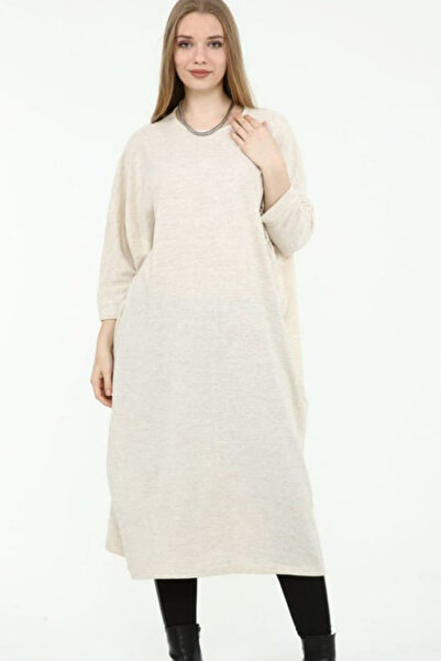 Cockatoo Women's Hijab Crew Neck Bat Sleeve Knitted Dress Tunic