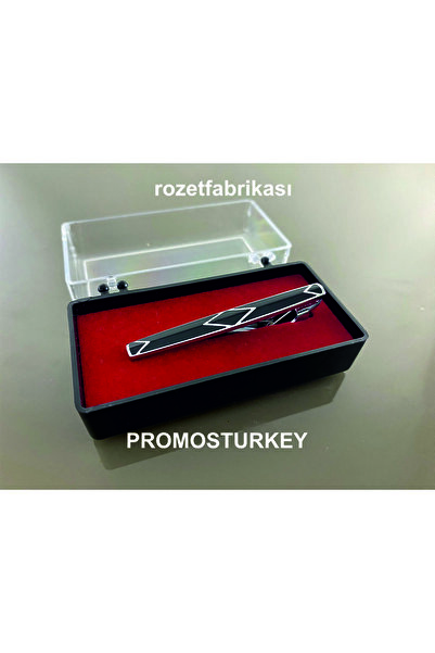 PROMOSTURKEY SİYAH NİKEL DESENLİ KRAVAT İĞNESİ İTALYAN