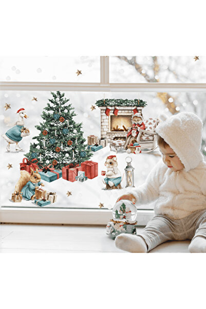 WALLHUMAN Yılbaşı-Yeniyıl Sincapları Çocuk Bebek Odası Sticker Seti , Yılbaşı...