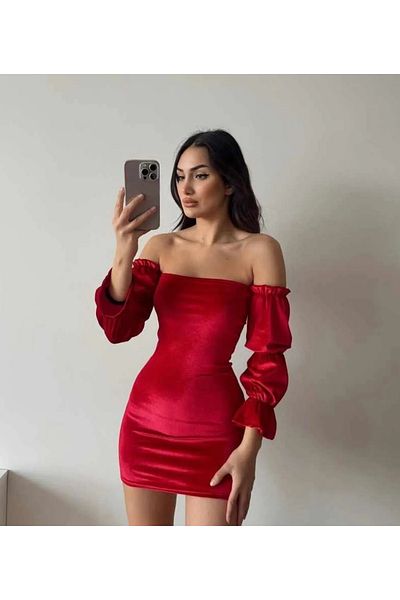 ALLEYTA Mini rochie fără bretele din catifea pentru femei