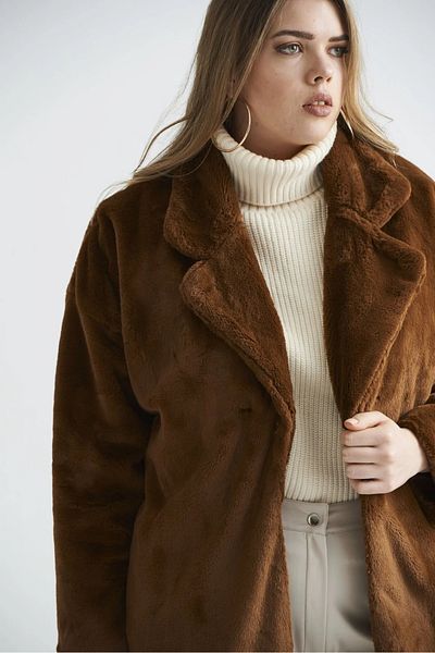 EVEN plus size Cinnamon Color Plus Size Women's Plush Coat